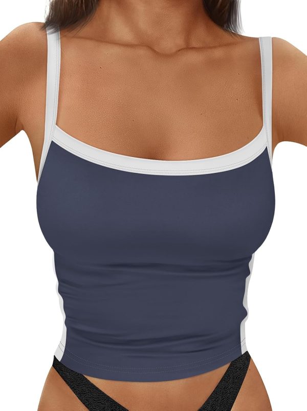 Trendy Queen Women's Double Lined Tank Tops Spaghetti Strap Square Neck Camisole Sleeveless Racerback Cropped Summer Clothes - Image 29