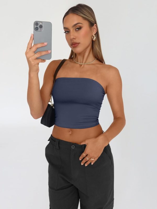 Trendy Queen Womens 3 Pack Tube Tops Crop Going Out Strapless Basic Backless Bandeau Bra Summer Outfits 2025 - Image 3