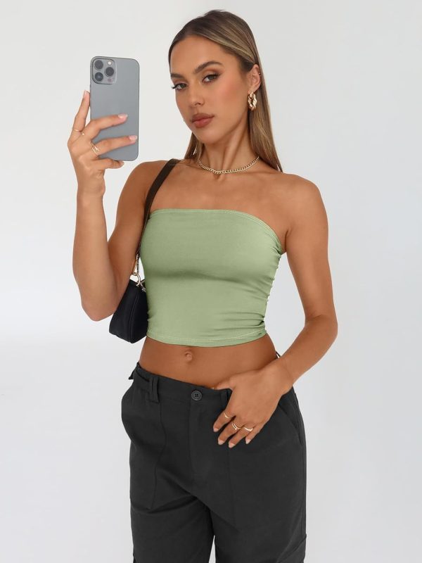 Trendy Queen Womens 3 Pack Tube Tops Crop Going Out Strapless Basic Backless Bandeau Bra Summer Outfits 2025 - Image 7