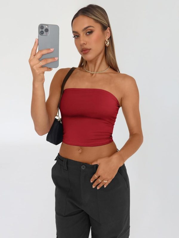 Trendy Queen Womens 3 Pack Tube Tops Crop Going Out Strapless Basic Backless Bandeau Bra Summer Outfits 2025 - Image 11