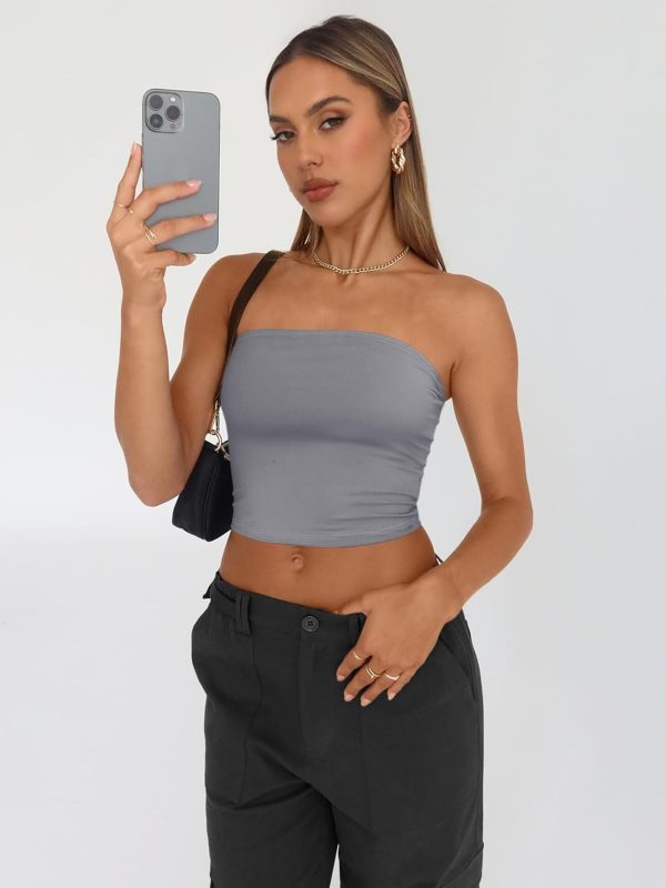 Trendy Queen Womens 3 Pack Tube Tops Crop Going Out Strapless Basic Backless Bandeau Bra Summer Outfits 2025 - Image 15