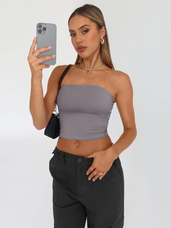 Trendy Queen Womens 3 Pack Tube Tops Crop Going Out Strapless Basic Backless Bandeau Bra Summer Outfits 2025 - Image 19