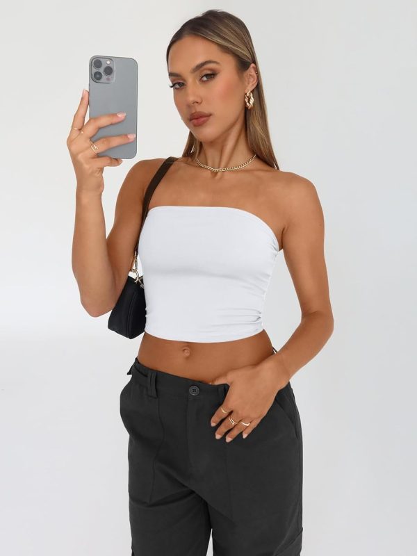 Trendy Queen Womens 3 Pack Tube Tops Crop Going Out Strapless Basic Backless Bandeau Bra Summer Outfits 2025 - Image 23