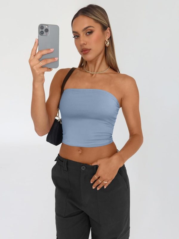 Trendy Queen Womens 3 Pack Tube Tops Crop Going Out Strapless Basic Backless Bandeau Bra Summer Outfits 2025 - Image 27