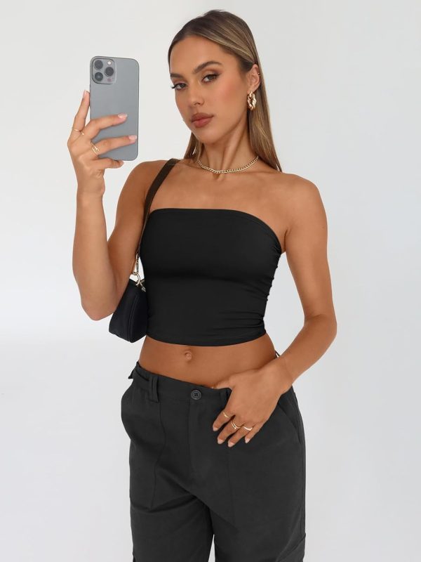 Trendy Queen Womens 3 Pack Tube Tops Crop Going Out Strapless Basic Backless Bandeau Bra Summer Outfits 2025 - Image 31