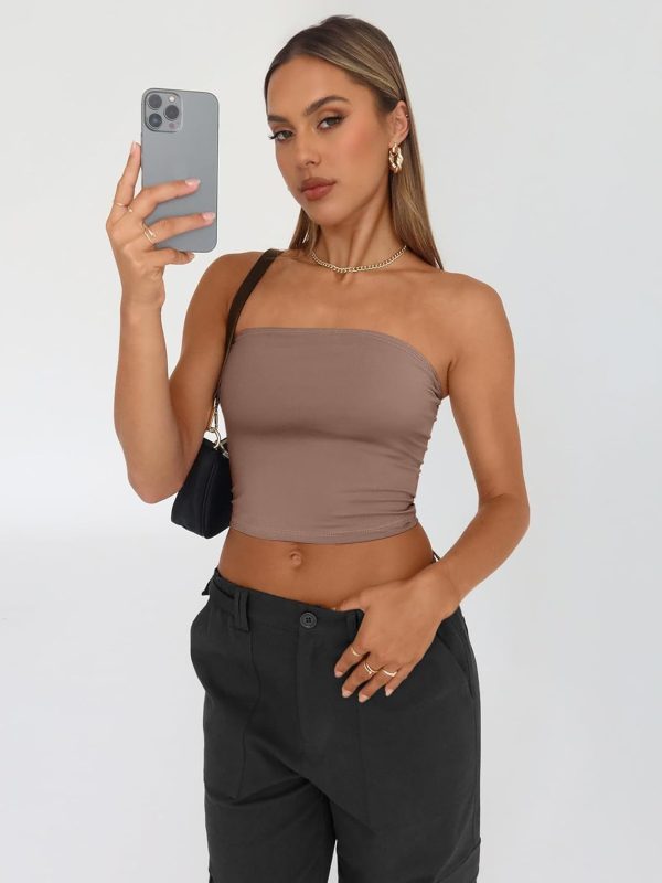 Trendy Queen Womens 3 Pack Tube Tops Crop Going Out Strapless Basic Backless Bandeau Bra Summer Outfits 2025 - Image 35