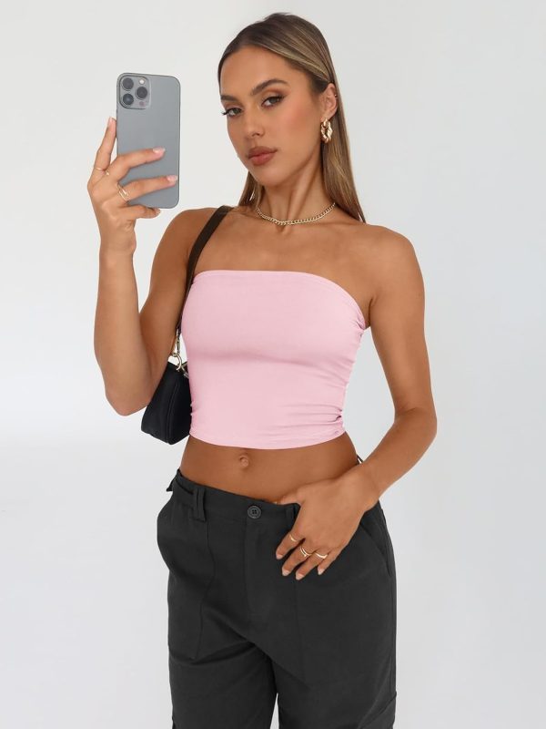 Trendy Queen Womens 3 Pack Tube Tops Crop Going Out Strapless Basic Backless Bandeau Bra Summer Outfits 2025 - Image 43