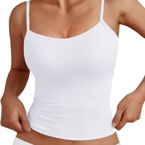 Trendy Queen Womens Adjustable Camisole Sleeveless Square Neck Spaghetti Strap Tank Tops Basic Shirt