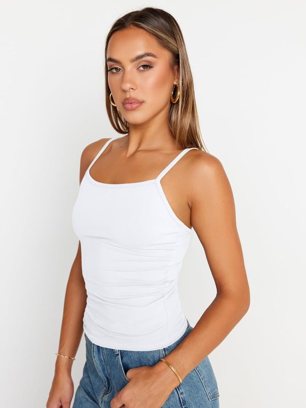 Trendy Queen Womens Adjustable Camisole Sleeveless Square Neck Spaghetti Strap Tank Tops Basic Shirt - Image 3