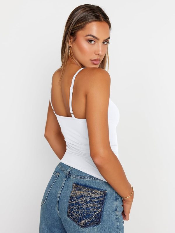 Trendy Queen Womens Adjustable Camisole Sleeveless Square Neck Spaghetti Strap Tank Tops Basic Shirt - Image 4