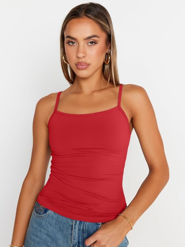 Trendy Queen Womens Adjustable Camisole Sleeveless Square Neck Spaghetti Strap Tank Tops Basic Shirt - Image 8
