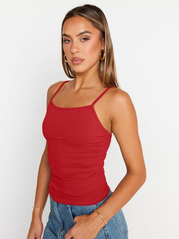 Trendy Queen Womens Adjustable Camisole Sleeveless Square Neck Spaghetti Strap Tank Tops Basic Shirt - Image 9