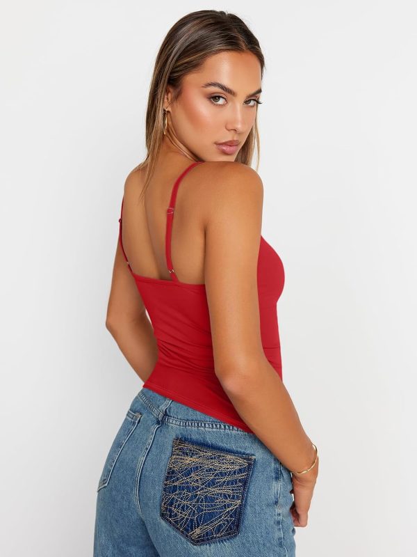 Trendy Queen Womens Adjustable Camisole Sleeveless Square Neck Spaghetti Strap Tank Tops Basic Shirt - Image 10