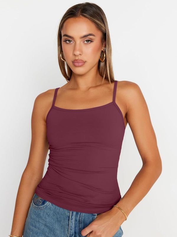 Trendy Queen Womens Adjustable Camisole Sleeveless Square Neck Spaghetti Strap Tank Tops Basic Shirt - Image 13
