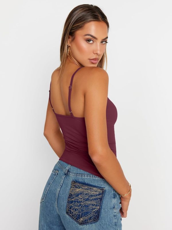 Trendy Queen Womens Adjustable Camisole Sleeveless Square Neck Spaghetti Strap Tank Tops Basic Shirt - Image 15
