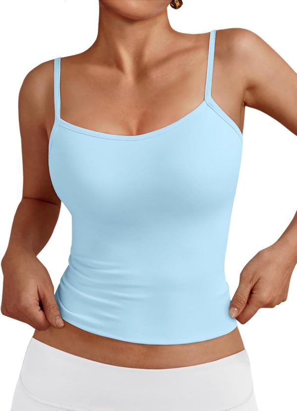 Trendy Queen Womens Adjustable Camisole Sleeveless Square Neck Spaghetti Strap Tank Tops Basic Shirt - Image 22