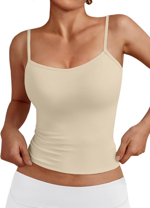 Trendy Queen Womens Adjustable Camisole Sleeveless Square Neck Spaghetti Strap Tank Tops Basic Shirt - Image 27