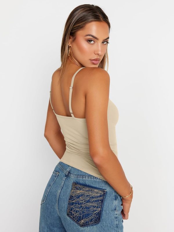 Trendy Queen Womens Adjustable Camisole Sleeveless Square Neck Spaghetti Strap Tank Tops Basic Shirt - Image 30