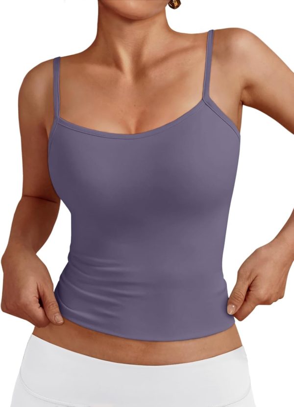 Trendy Queen Womens Adjustable Camisole Sleeveless Square Neck Spaghetti Strap Tank Tops Basic Shirt - Image 32