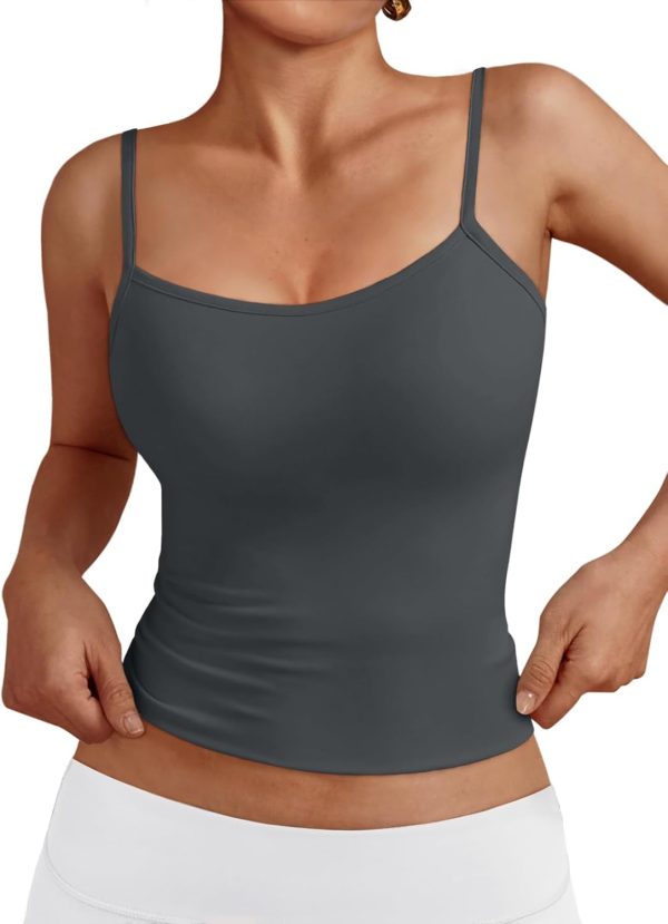 Trendy Queen Womens Adjustable Camisole Sleeveless Square Neck Spaghetti Strap Tank Tops Basic Shirt - Image 37