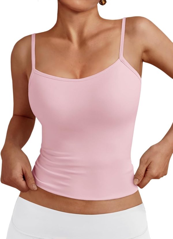 Trendy Queen Womens Adjustable Camisole Sleeveless Square Neck Spaghetti Strap Tank Tops Basic Shirt - Image 54