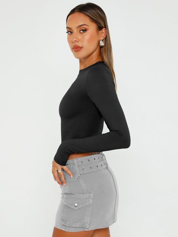Trendy Queen Womens Long Sleeve Crop Tops Basic Slim Fitted Shirts Fashion 2025 Going Out Y2k Tops Teen Girl Clothes - Image 3