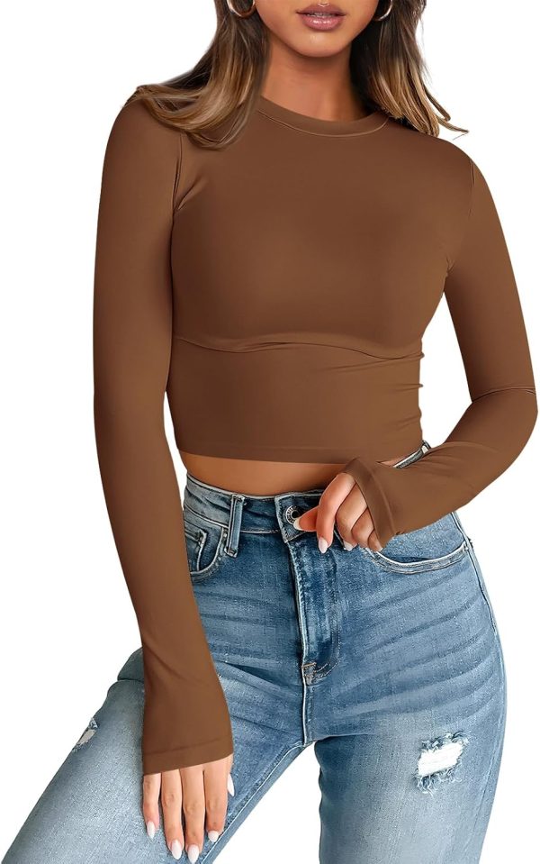 Trendy Queen Womens Long Sleeve Crop Tops Basic Slim Fitted Shirts Fashion 2025 Going Out Y2k Tops Teen Girl Clothes - Image 6