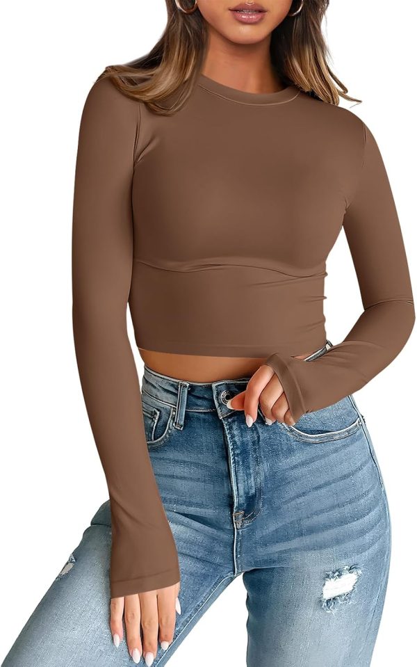 Trendy Queen Womens Long Sleeve Crop Tops Basic Slim Fitted Shirts Fashion 2025 Going Out Y2k Tops Teen Girl Clothes - Image 7