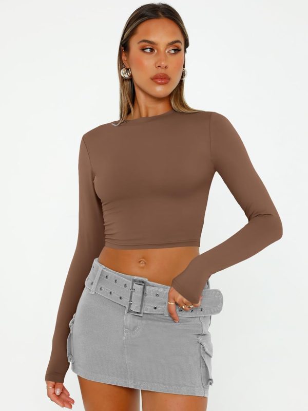 Trendy Queen Womens Long Sleeve Crop Tops Basic Slim Fitted Shirts Fashion 2025 Going Out Y2k Tops Teen Girl Clothes - Image 8