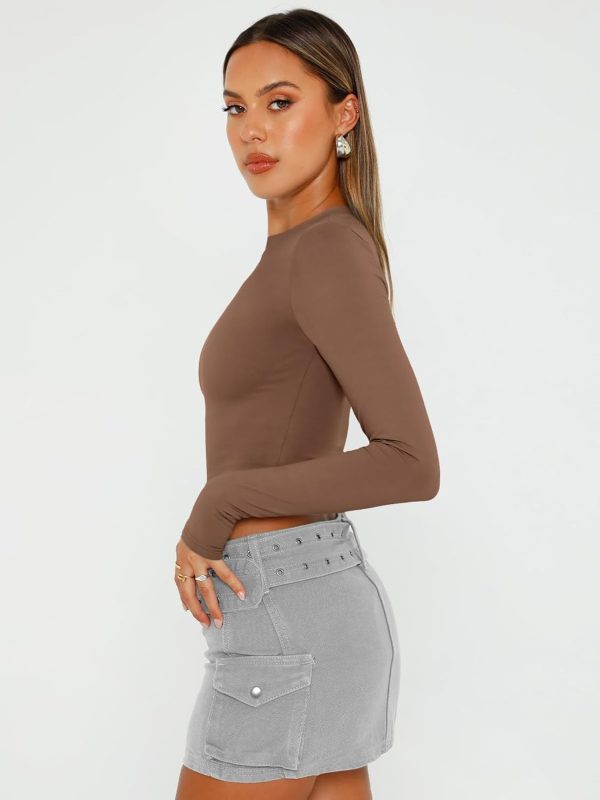 Trendy Queen Womens Long Sleeve Crop Tops Basic Slim Fitted Shirts Fashion 2025 Going Out Y2k Tops Teen Girl Clothes - Image 9