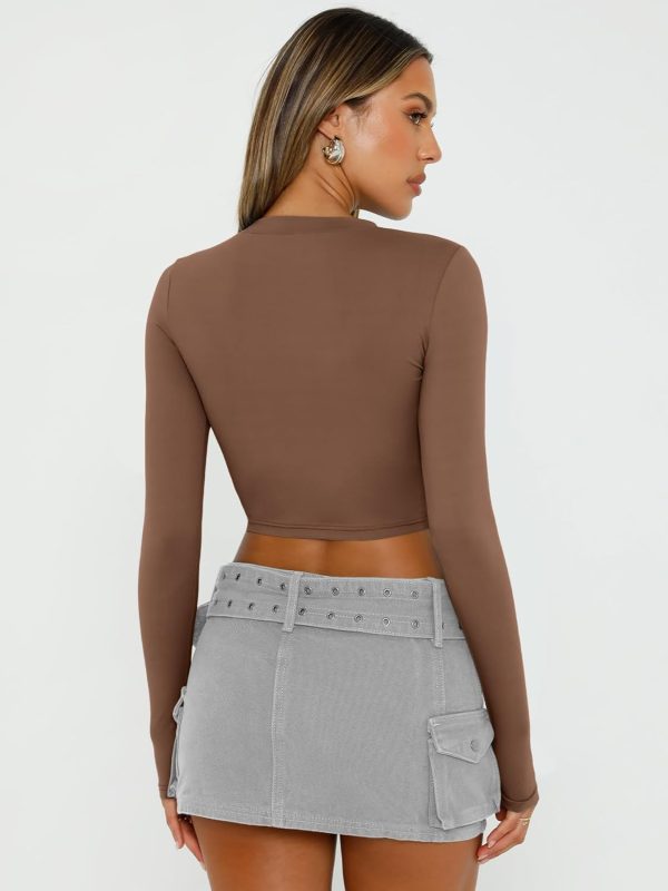 Trendy Queen Womens Long Sleeve Crop Tops Basic Slim Fitted Shirts Fashion 2025 Going Out Y2k Tops Teen Girl Clothes - Image 10