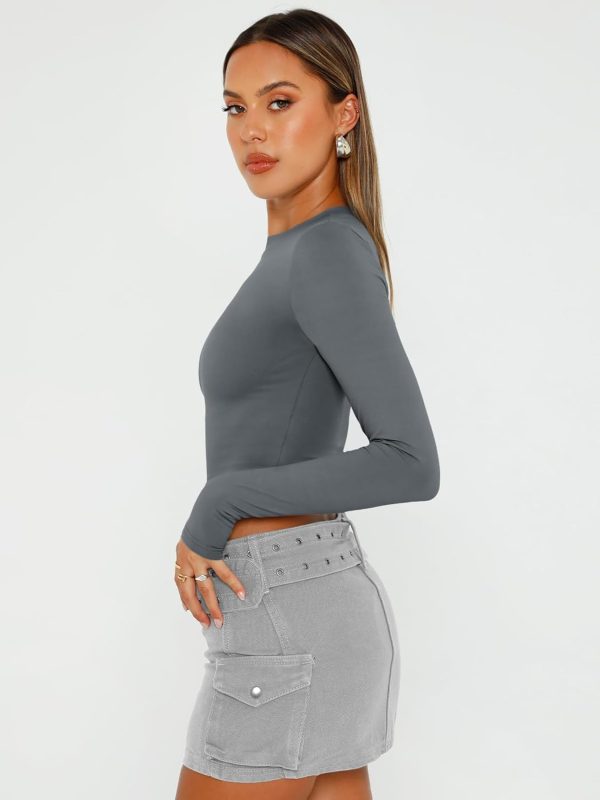 Trendy Queen Womens Long Sleeve Crop Tops Basic Slim Fitted Shirts Fashion 2025 Going Out Y2k Tops Teen Girl Clothes - Image 14