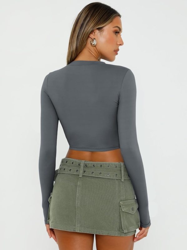 Trendy Queen Womens Long Sleeve Crop Tops Basic Slim Fitted Shirts Fashion 2025 Going Out Y2k Tops Teen Girl Clothes - Image 15