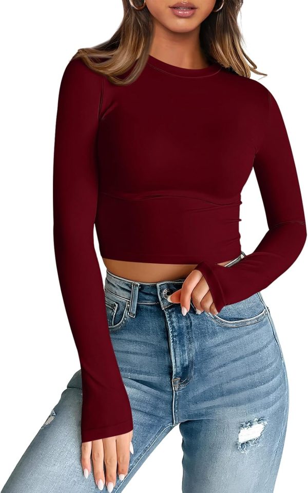 Trendy Queen Womens Long Sleeve Crop Tops Basic Slim Fitted Shirts Fashion 2025 Going Out Y2k Tops Teen Girl Clothes - Image 17