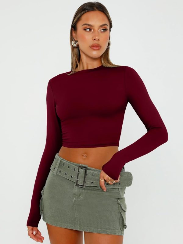 Trendy Queen Womens Long Sleeve Crop Tops Basic Slim Fitted Shirts Fashion 2025 Going Out Y2k Tops Teen Girl Clothes - Image 18
