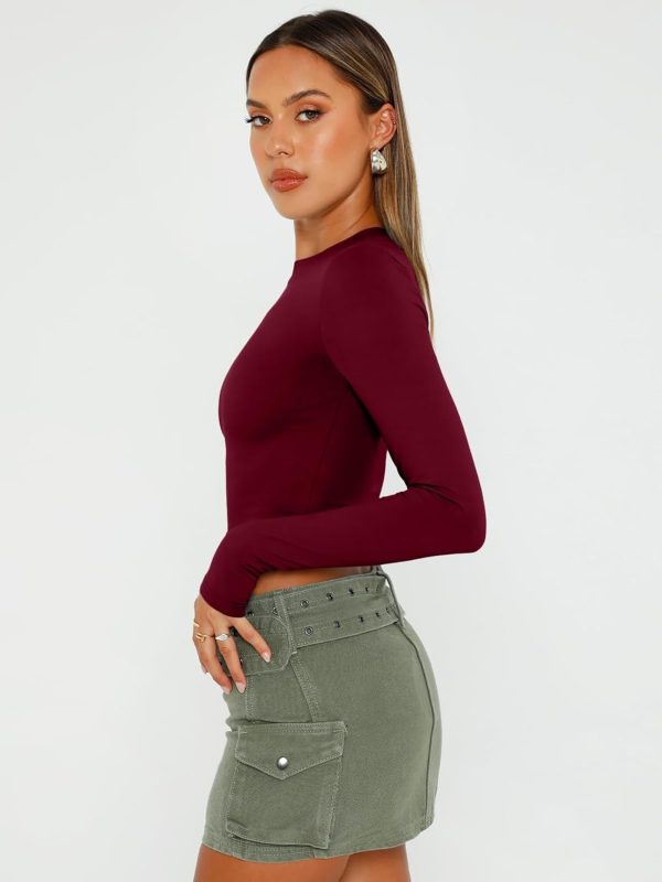 Trendy Queen Womens Long Sleeve Crop Tops Basic Slim Fitted Shirts Fashion 2025 Going Out Y2k Tops Teen Girl Clothes - Image 19