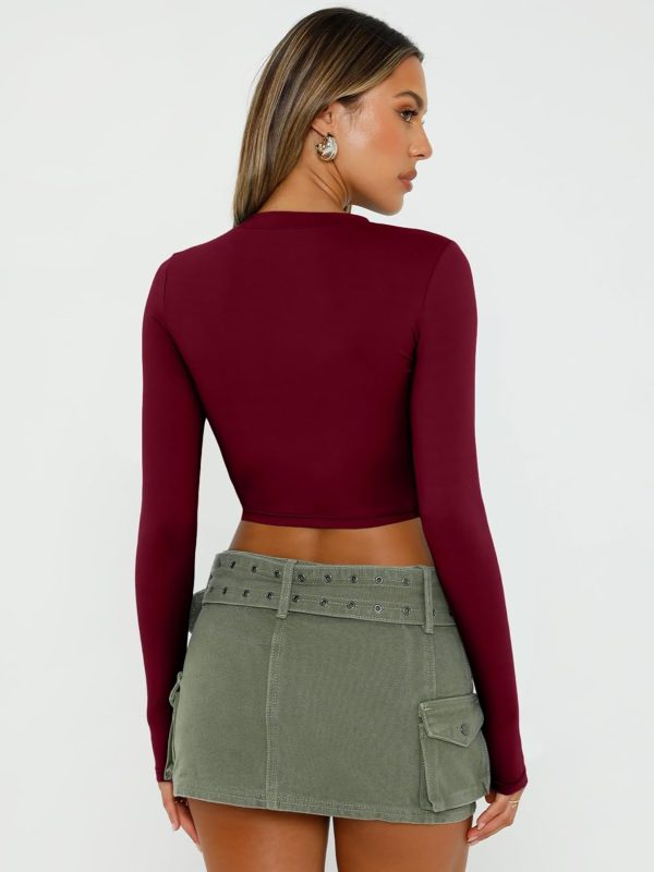 Trendy Queen Womens Long Sleeve Crop Tops Basic Slim Fitted Shirts Fashion 2025 Going Out Y2k Tops Teen Girl Clothes - Image 20