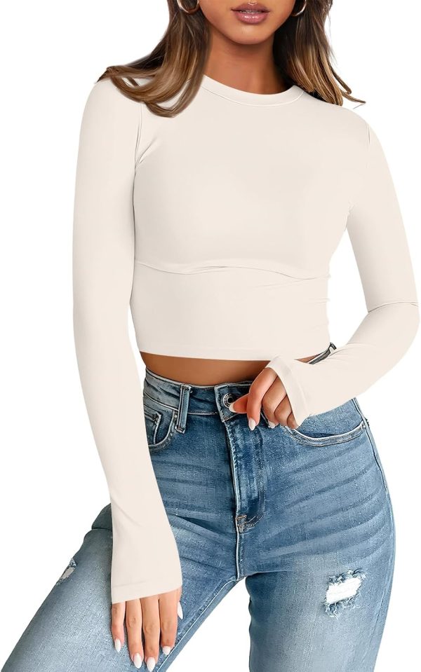 Trendy Queen Womens Long Sleeve Crop Tops Basic Slim Fitted Shirts Fashion 2025 Going Out Y2k Tops Teen Girl Clothes - Image 22