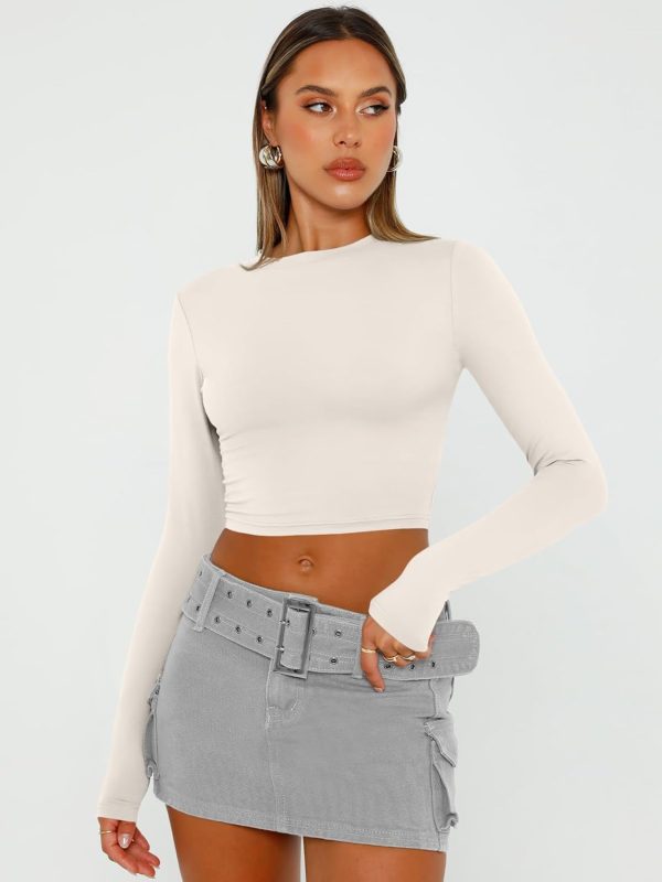 Trendy Queen Womens Long Sleeve Crop Tops Basic Slim Fitted Shirts Fashion 2025 Going Out Y2k Tops Teen Girl Clothes - Image 23