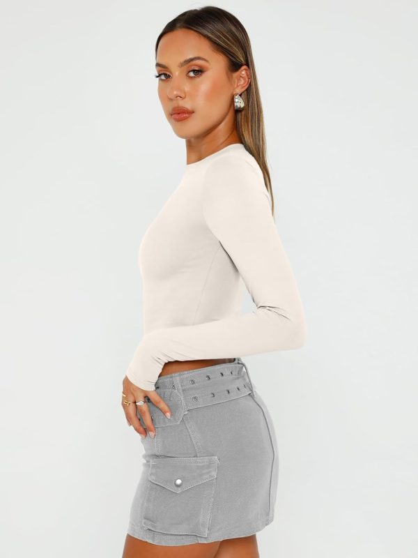 Trendy Queen Womens Long Sleeve Crop Tops Basic Slim Fitted Shirts Fashion 2025 Going Out Y2k Tops Teen Girl Clothes - Image 24