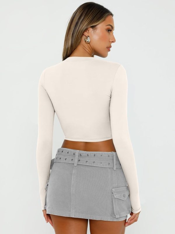 Trendy Queen Womens Long Sleeve Crop Tops Basic Slim Fitted Shirts Fashion 2025 Going Out Y2k Tops Teen Girl Clothes - Image 25