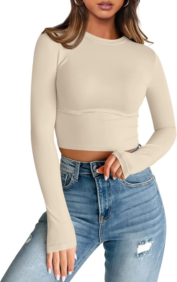 Trendy Queen Womens Long Sleeve Crop Tops Basic Slim Fitted Shirts Fashion 2025 Going Out Y2k Tops Teen Girl Clothes - Image 27