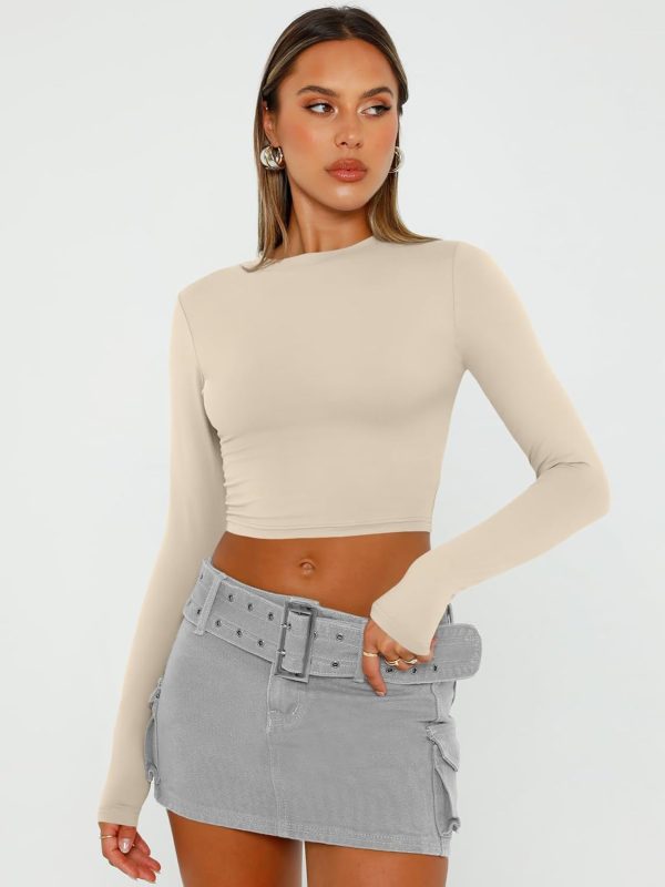 Trendy Queen Womens Long Sleeve Crop Tops Basic Slim Fitted Shirts Fashion 2025 Going Out Y2k Tops Teen Girl Clothes - Image 28