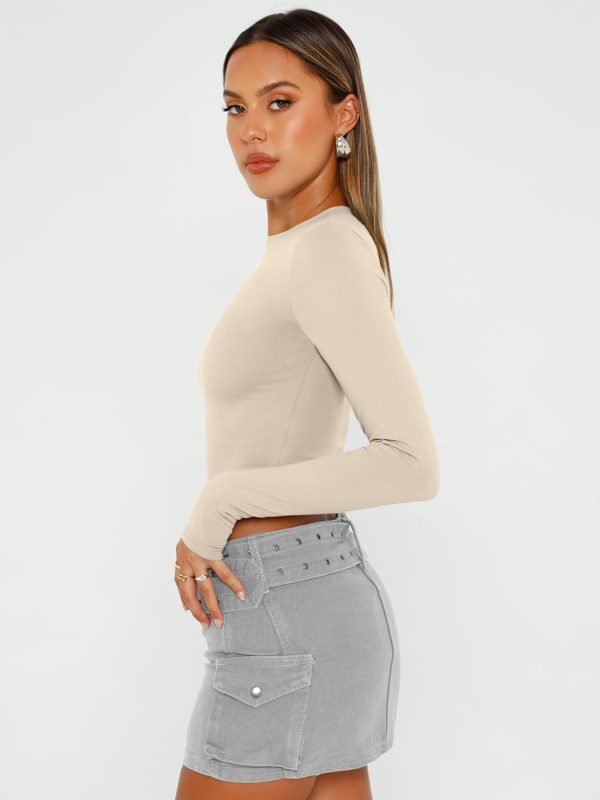 Trendy Queen Womens Long Sleeve Crop Tops Basic Slim Fitted Shirts Fashion 2025 Going Out Y2k Tops Teen Girl Clothes - Image 29