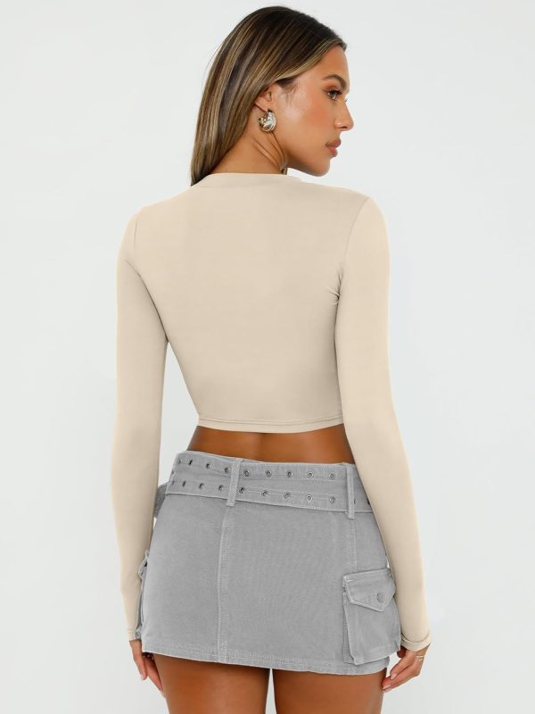 Trendy Queen Womens Long Sleeve Crop Tops Basic Slim Fitted Shirts Fashion 2025 Going Out Y2k Tops Teen Girl Clothes - Image 30