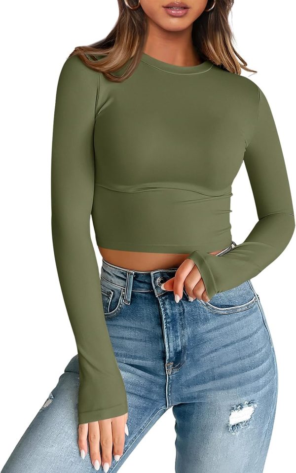 Trendy Queen Womens Long Sleeve Crop Tops Basic Slim Fitted Shirts Fashion 2025 Going Out Y2k Tops Teen Girl Clothes - Image 32