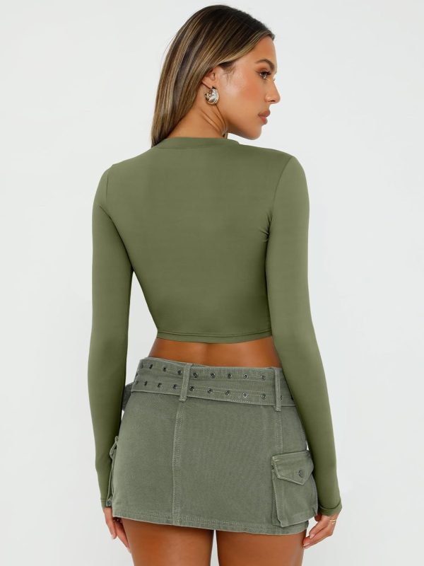 Trendy Queen Womens Long Sleeve Crop Tops Basic Slim Fitted Shirts Fashion 2025 Going Out Y2k Tops Teen Girl Clothes - Image 35