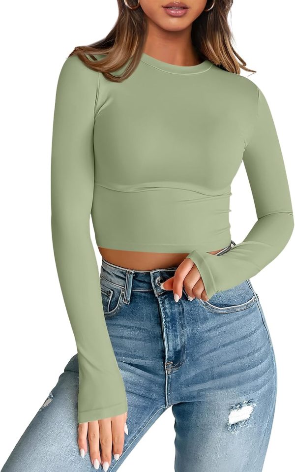 Trendy Queen Womens Long Sleeve Crop Tops Basic Slim Fitted Shirts Fashion 2025 Going Out Y2k Tops Teen Girl Clothes - Image 37