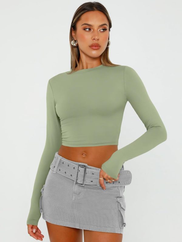 Trendy Queen Womens Long Sleeve Crop Tops Basic Slim Fitted Shirts Fashion 2025 Going Out Y2k Tops Teen Girl Clothes - Image 38