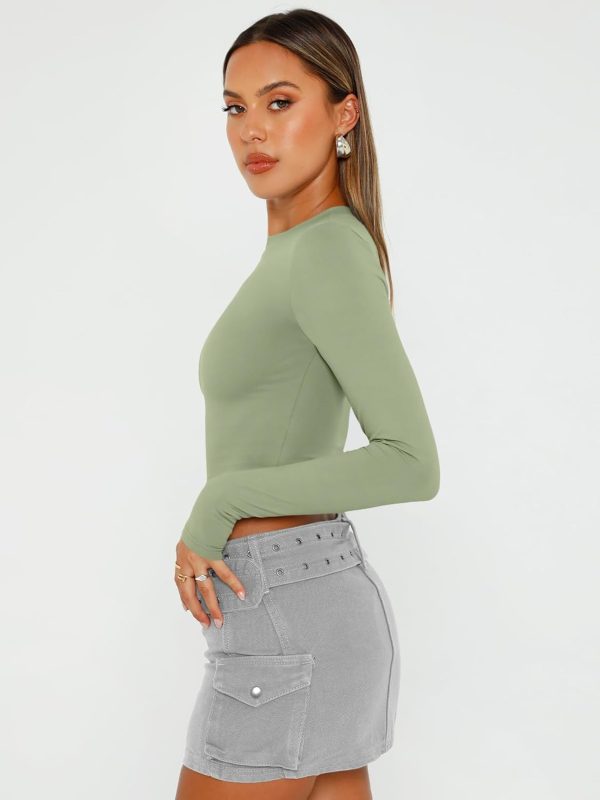 Trendy Queen Womens Long Sleeve Crop Tops Basic Slim Fitted Shirts Fashion 2025 Going Out Y2k Tops Teen Girl Clothes - Image 39